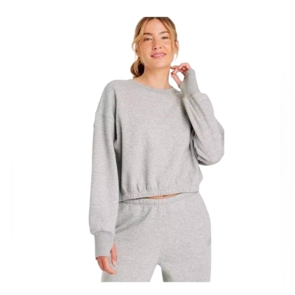 Joylab Women's Cropped Fleece Sweatshirt Gray